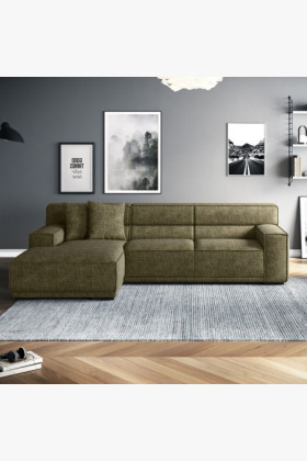 Modernes Ecksofa mit Longchair, strukturiertes Polster,